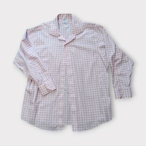 BROOKS BROTHERS MEN'S SIZE 17-2/3 PINK PLAID DRESS SHIRT.